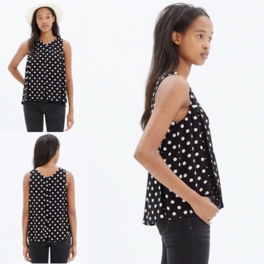 Madewell black white trapeze tank